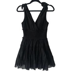 Cinq A Sept Tamar Popline Tiered Self-Tie Shoulder Mini Dress $395 NWT's size 0